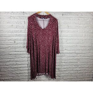 Boutique Brown Watercolor Dress Women's 3X Plus V-Neck 3/4 Sleeve WAT15XE